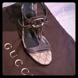 Gucci Brown Monogram Heels